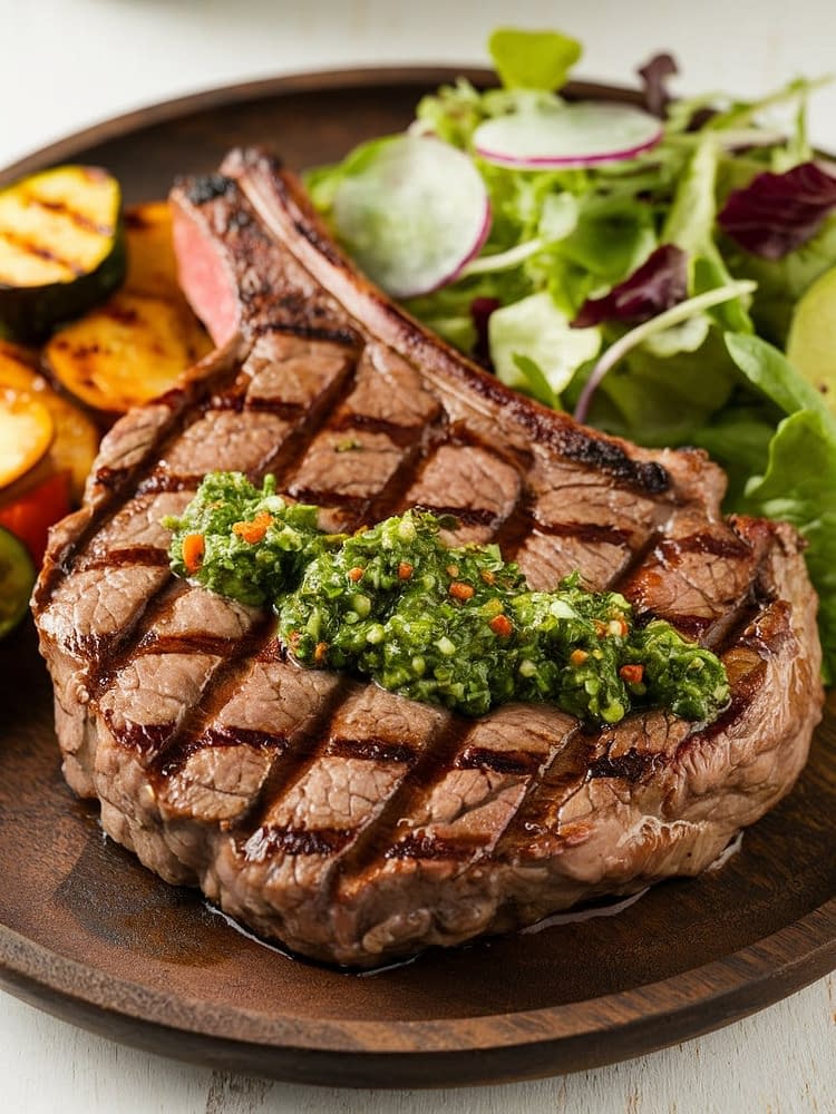 Grilled Garlic Herb Steak with Chimichurri Recipe