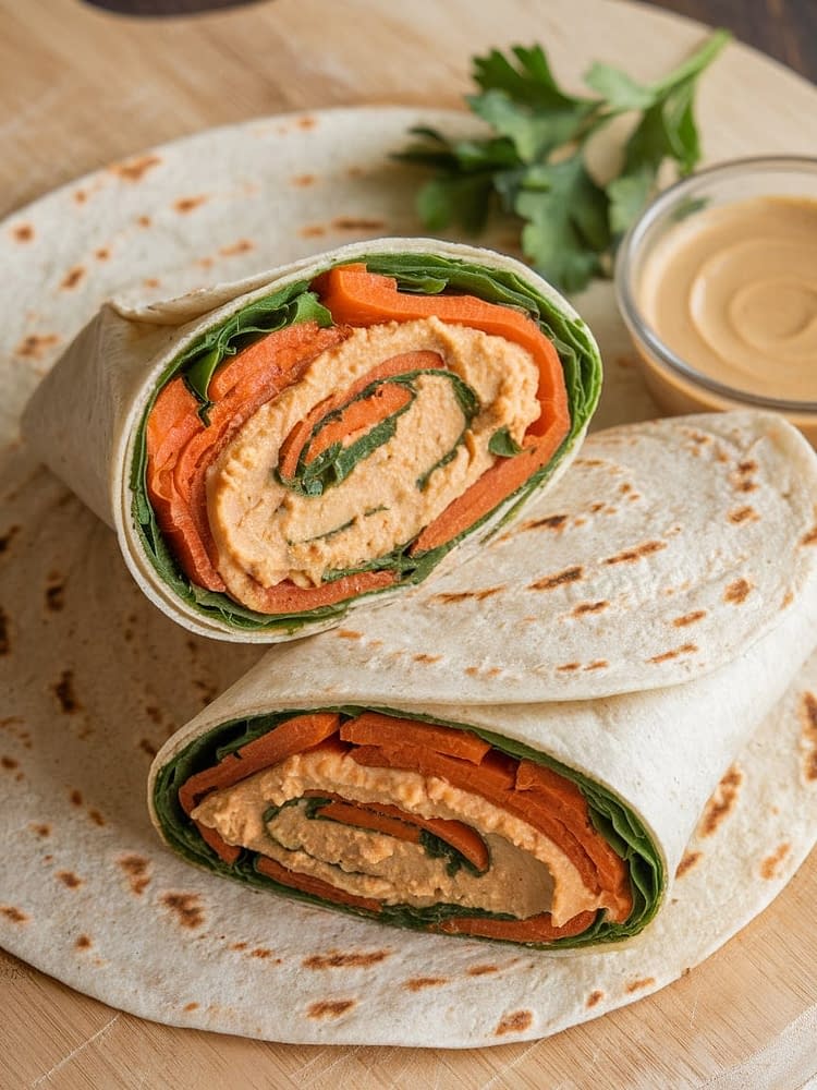 Roasted Carrot and Hummus Wraps Recipe