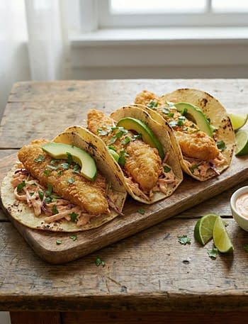 Crispy Fish Tacos with Chipotle Slaw
