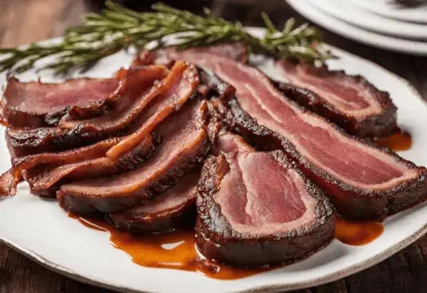 Cooking the venison bacon