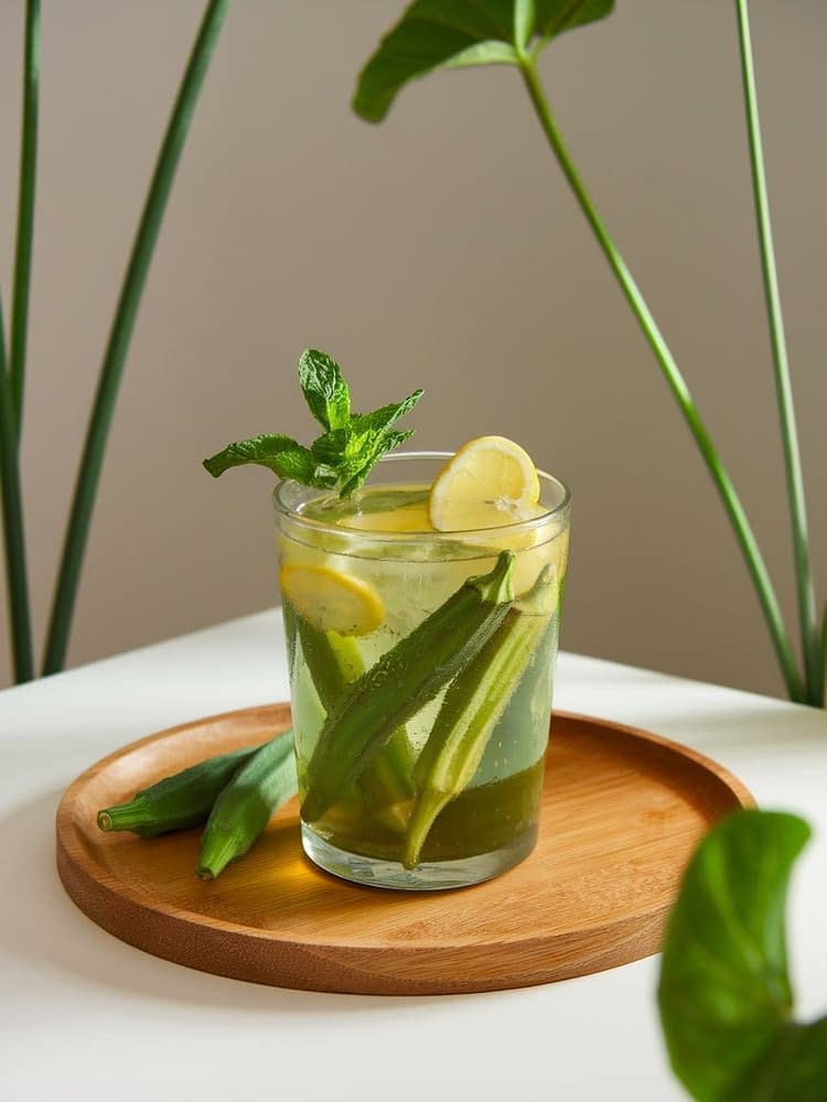 a photo of a glass of okra water on a wo jrRQV4ReTm aImqEUtDYg SY9TZ ggSv