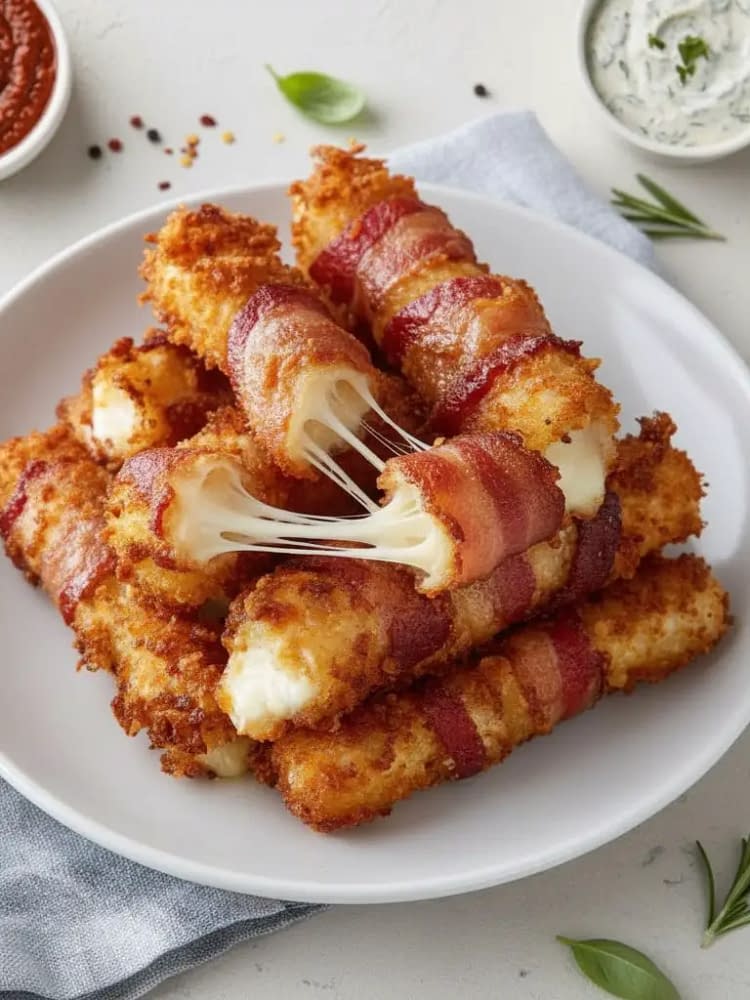 Bacon Wrapped Mozzarella Sticks Recipe