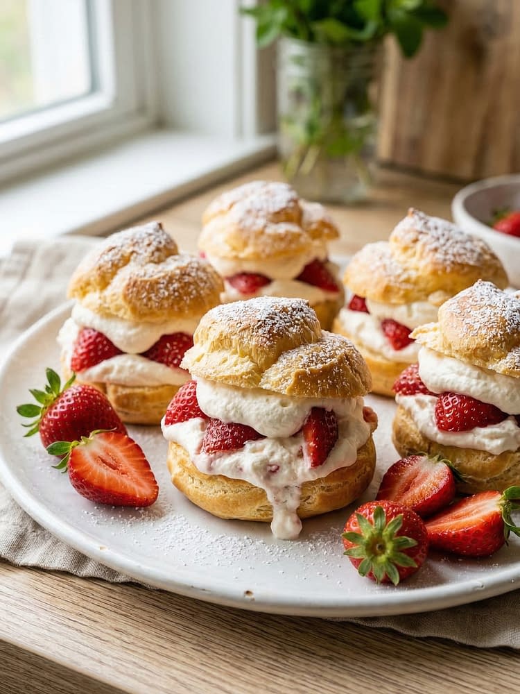 Strawberry Cream Puff Pastries