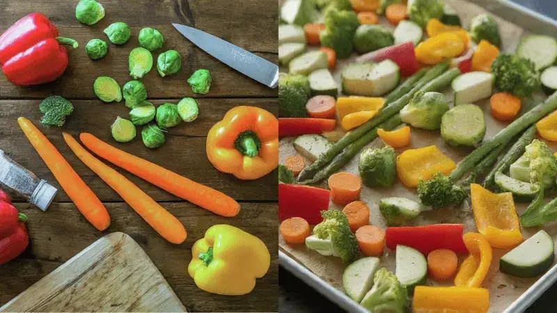 Oil Free Roasted Vegetables Preparation Wash, chop, season, and spread on a baking sheet