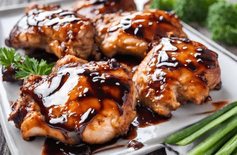 BBQ Maple Glazed Chicken Thighs.