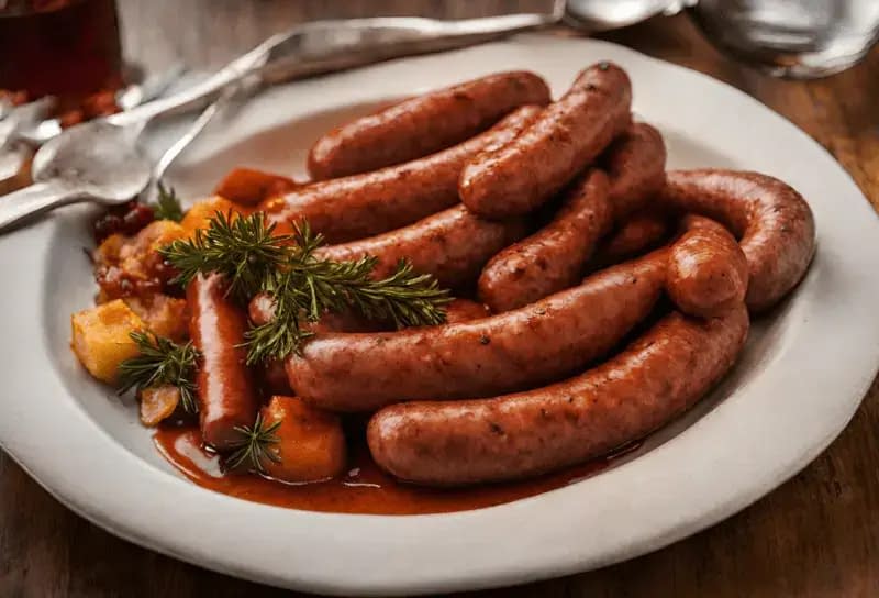 Checking for doneness and serving the deer sausage