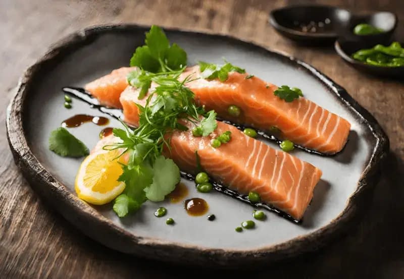 Salmon Tataki Garnishing and presentation techniques