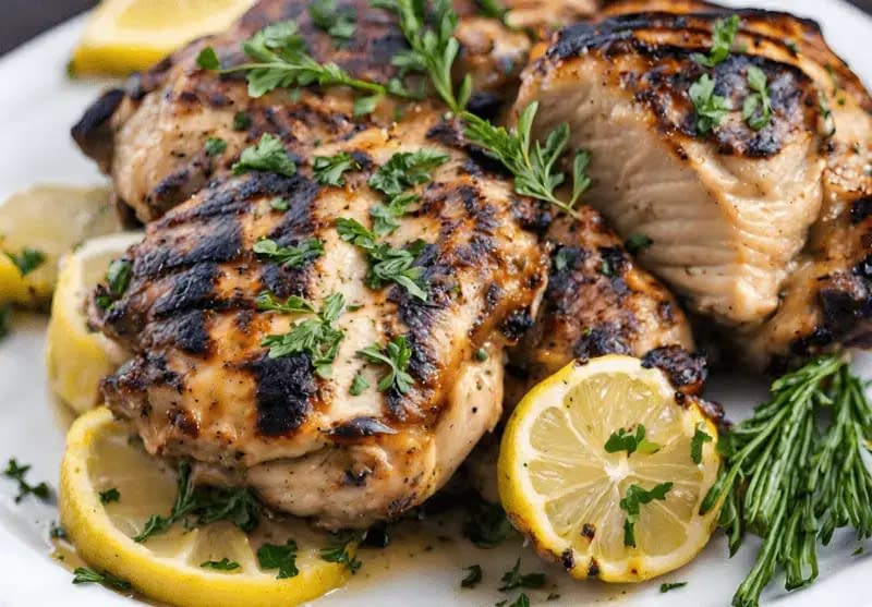 Lemon Herb Grilled Chicken Thighs.