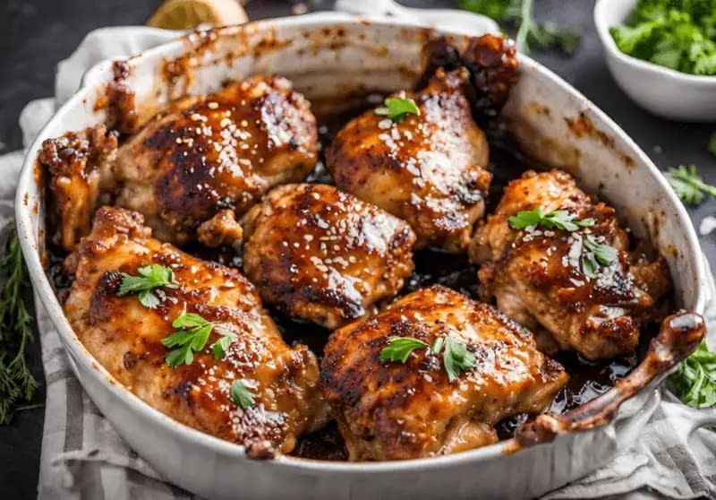 Honey Garlic Baked Chicken Thighs.