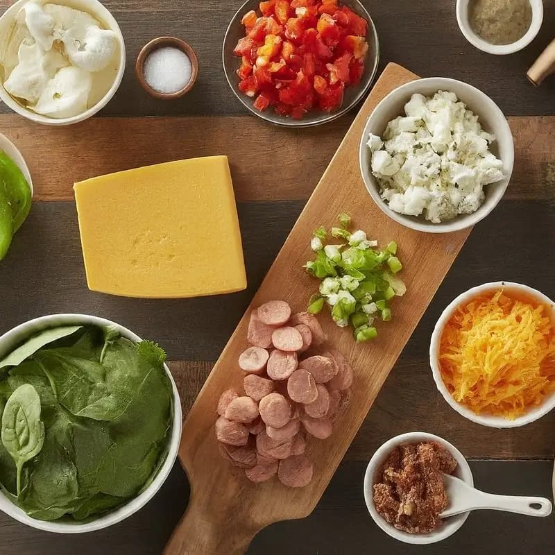 Vegetarian or meat options for Dutch Oven Breakfast Casserole with Biscuits