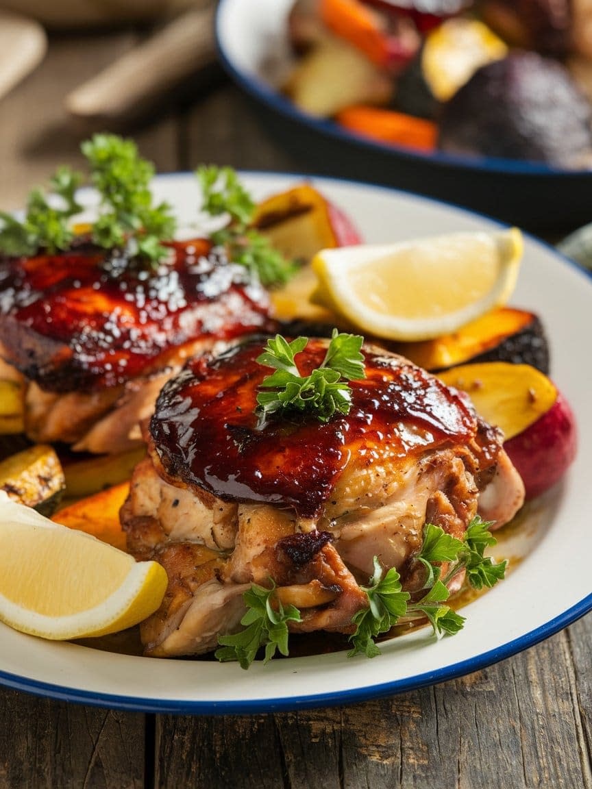 Balsamic Glazed Chicken Thighs Recipe - Petite Panini