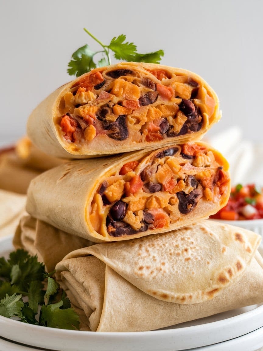 Sweet Potato & Black Bean Breakfast Burritos - Petite Panini