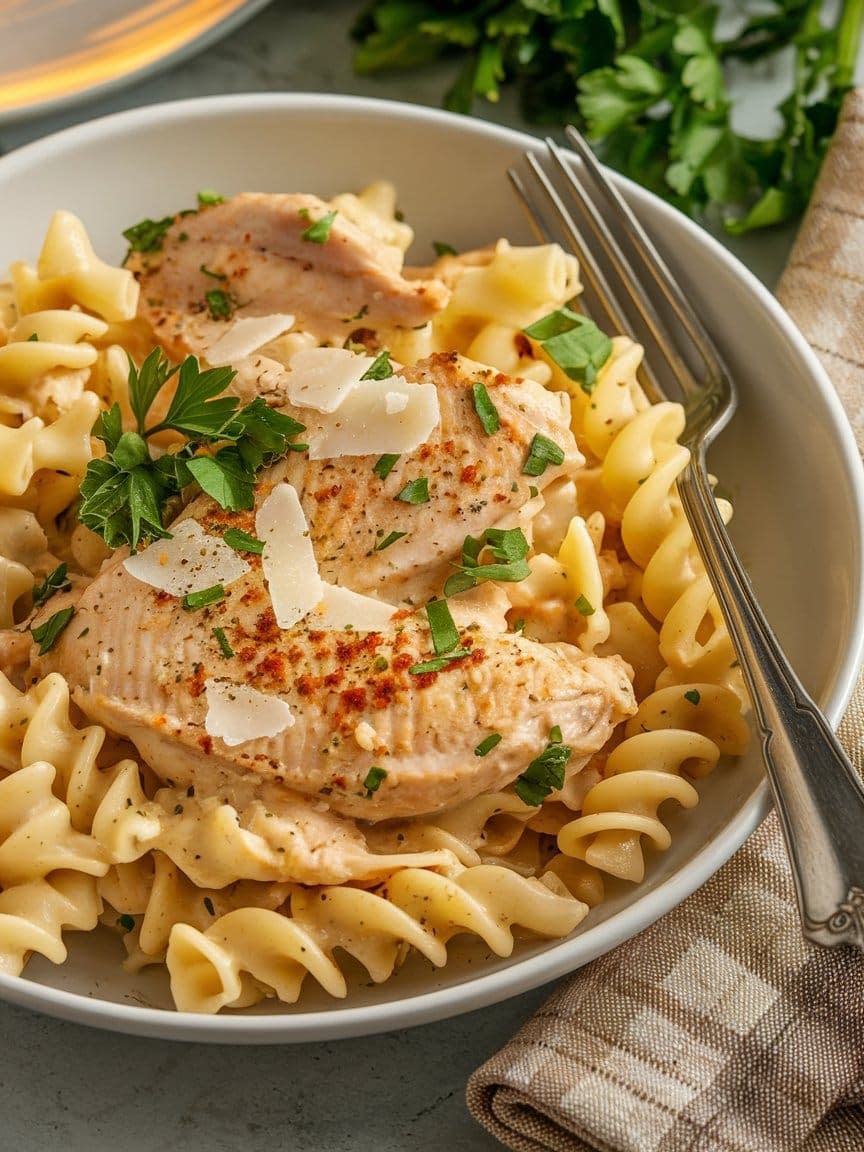 One-Pot Creamy Chicken Pasta Recipe - Petite Panini