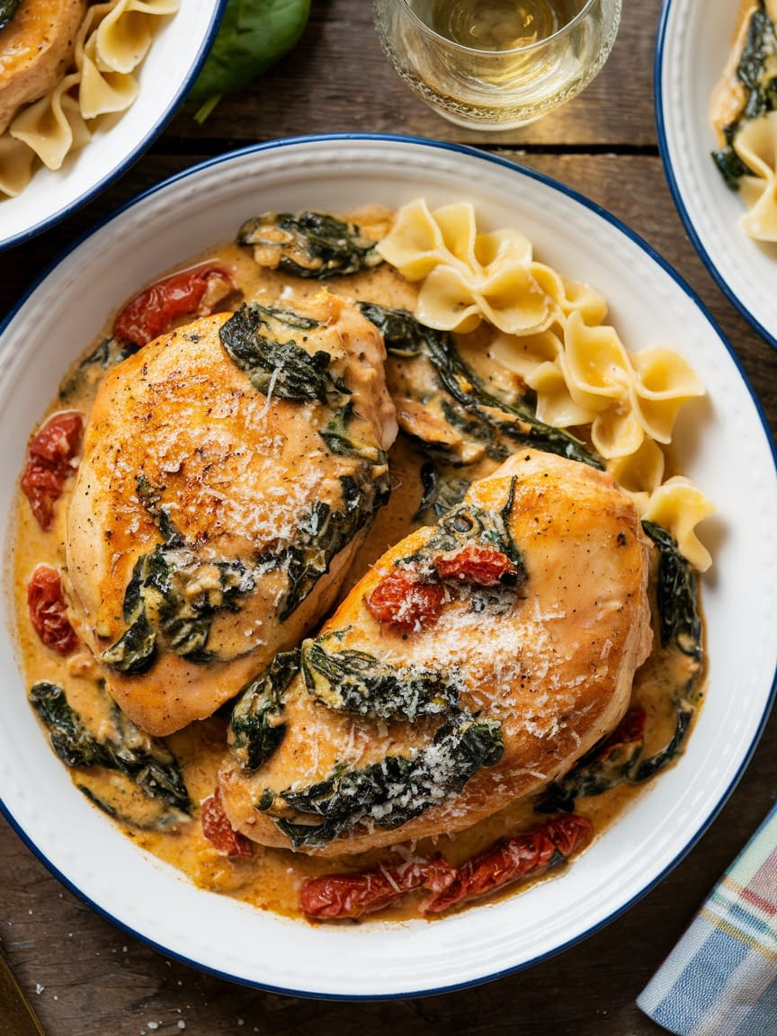 Creamy Tuscan Chicken with Spinach - Petite Panini