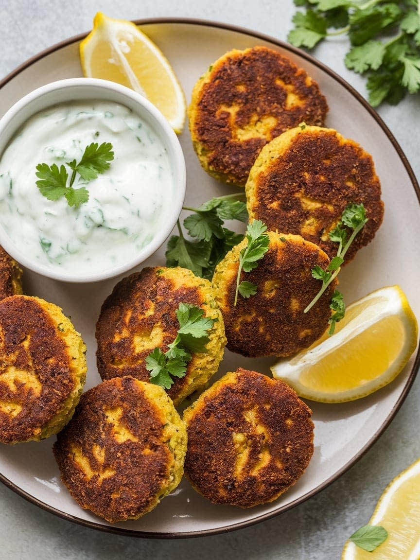 Baked Falafel with Cucumber Yogurt Sauce - Petite Panini