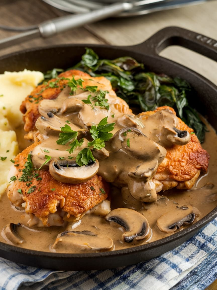 Chicken Thighs in Creamy Mushroom Sauce - Petite Panini