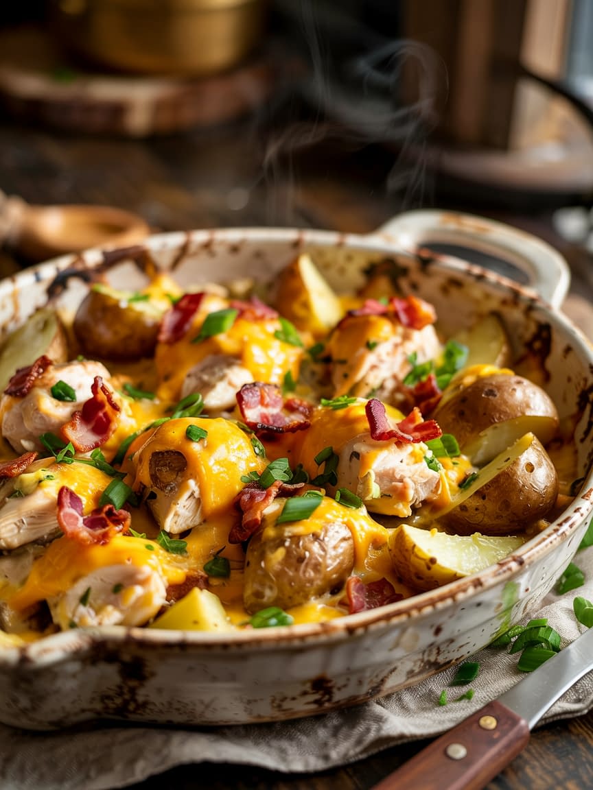 Loaded Potato Ranch Chicken Casserole Recipe - Petite Panini