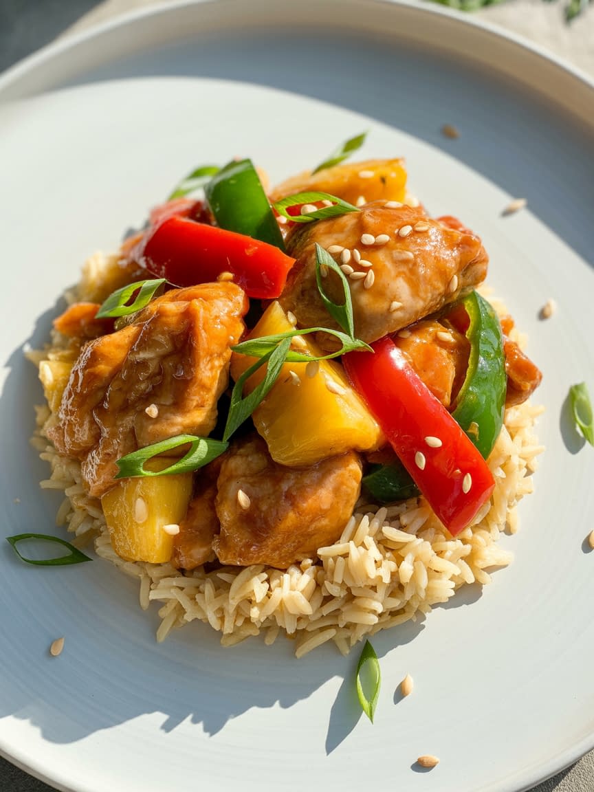 Sweet and Savory Pineapple Chicken and Rice Recipe - Petite Panini