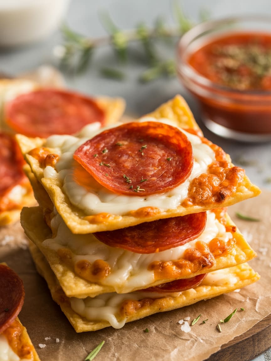 2 ingredient Pizza chips Recipe - Petite Panini