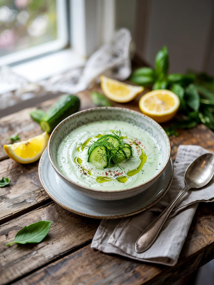 Cold Cucumber Soup with Dill & Greek Yogurt Recipe - Petite Panini