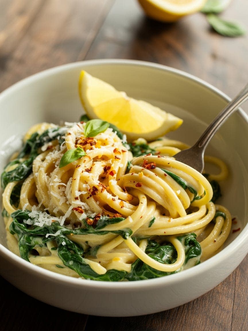 Creamy Lemon Ricotta Pasta with Spinach Recipe - Petite Panini