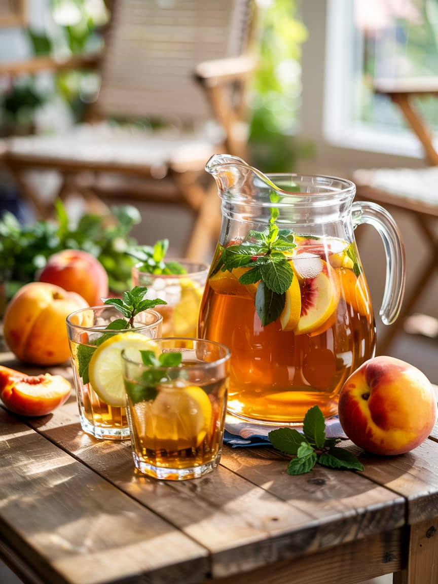 Peach Iced Tea with Mint Recipe - Petite Panini