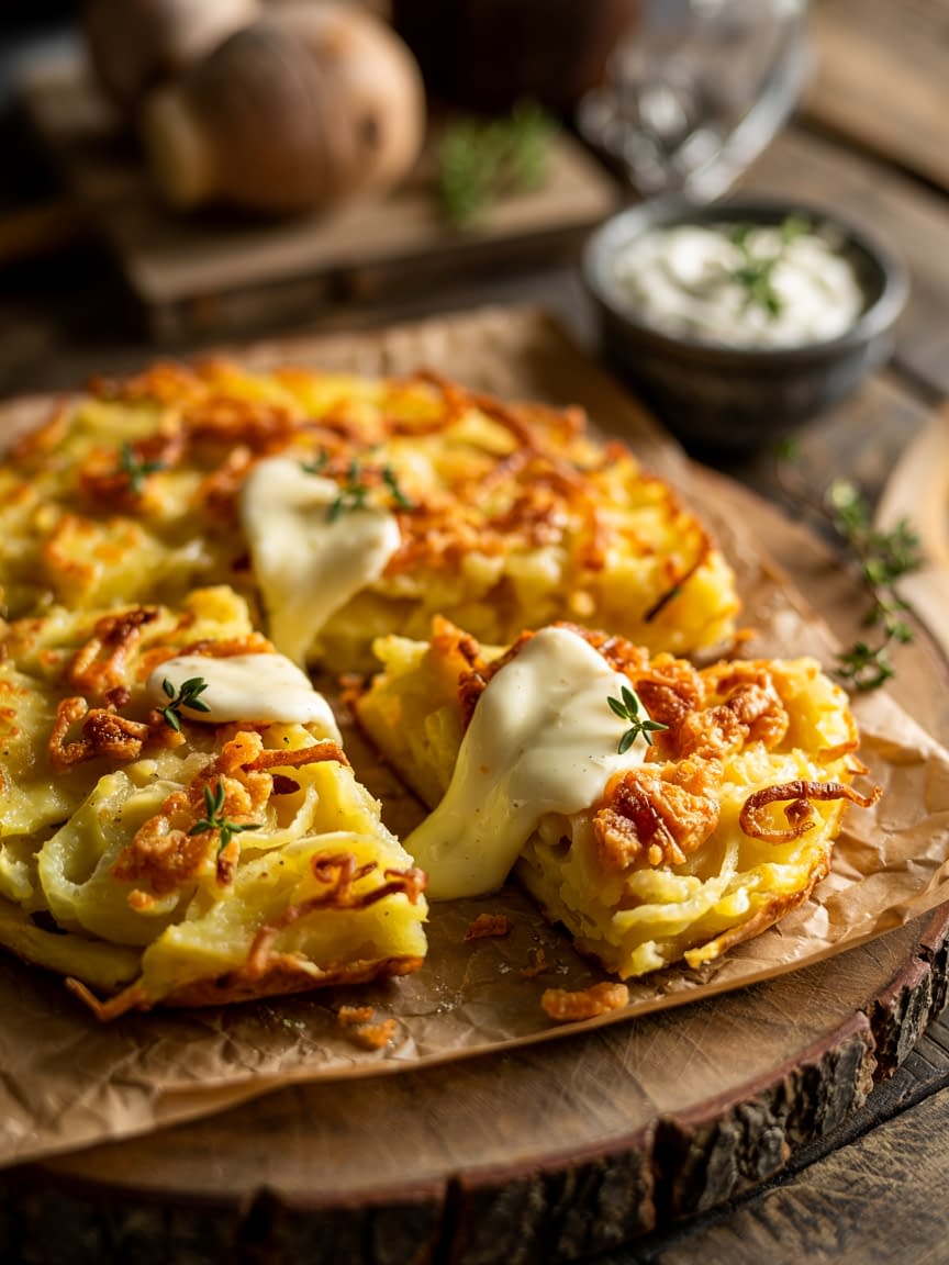Crispy Potato Rösti with Gruyère & Caramelized Leeks Recipe - Petite Panini