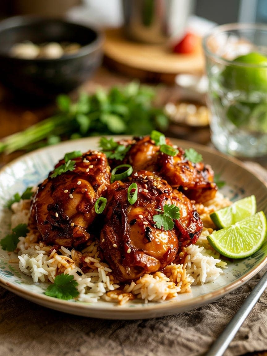 Spicy Gochujang Chicken Thighs with Coconut Rice Recipe - Petite Panini