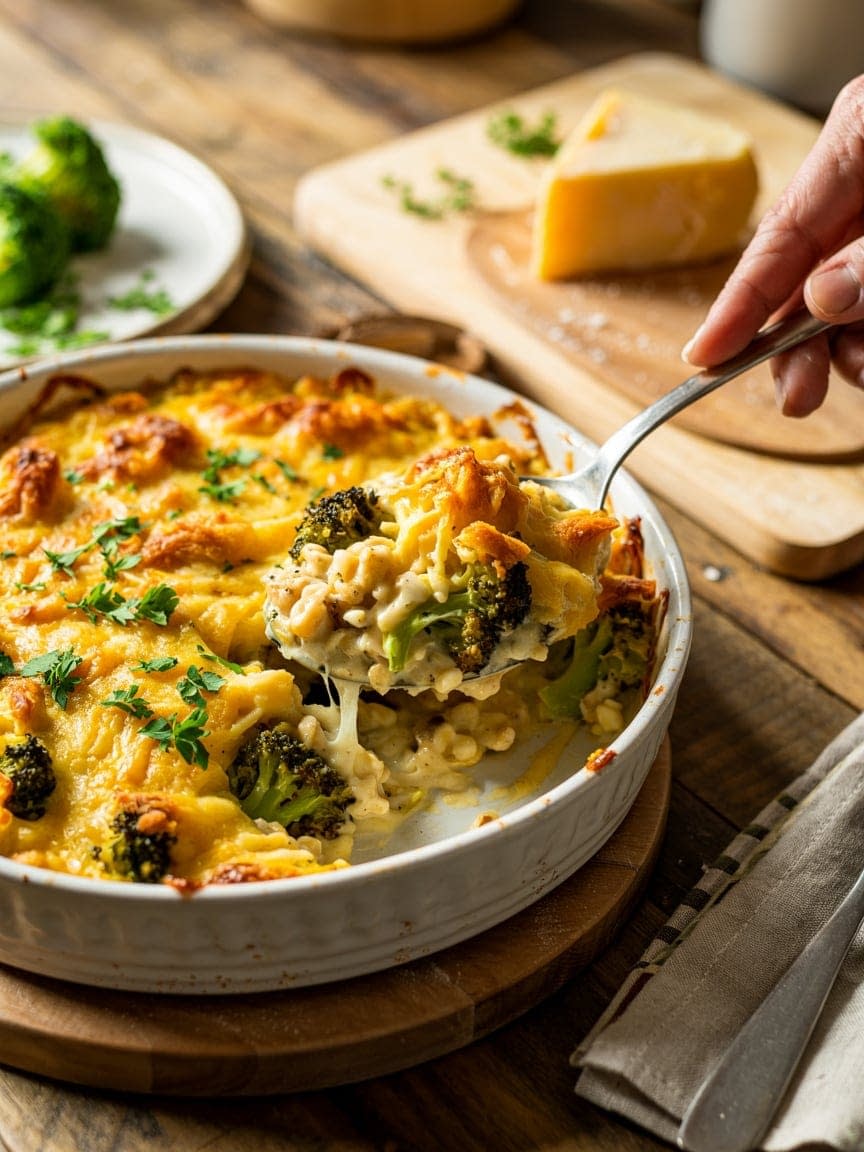 Cheesy Rice Bake with Broccoli & Garlic Recipe - Petite Panini