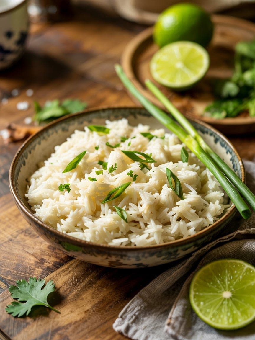 Coconut Jasmine Rice with Lime & Scallions Recipe - Petite Panini