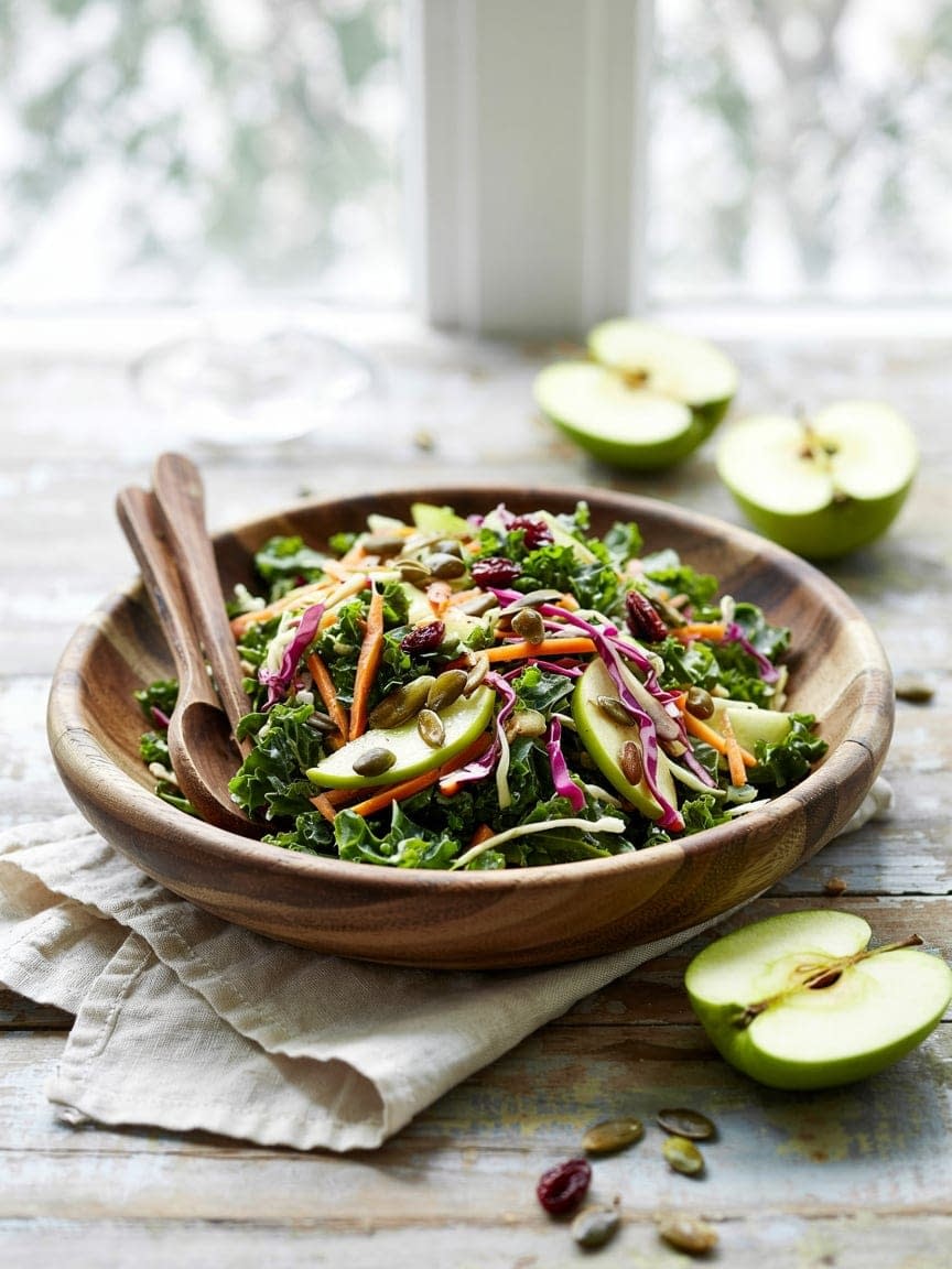 Apple Cider Vinaigrette Slaw with Kale & Pepitas - Petite Panini