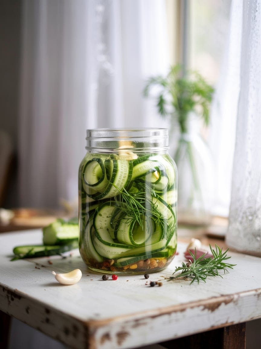Quick-Pickled Cucumber Ribbons with Dill Recipe - Petite Panini