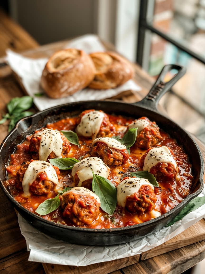Cheesy Baked Meatballs in Spicy Tomato Sauce Recipe - Petite Panini