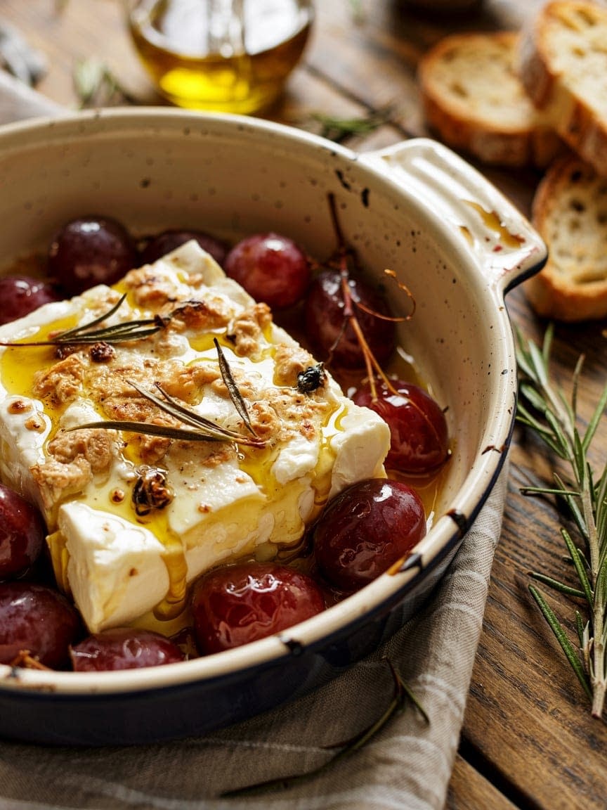 Baked Feta with Grapes, Rosemary & Honey Recipe - Petite Panini