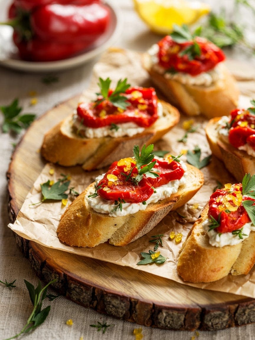 Roasted Red Pepper Crostini Recipe - Petite Panini