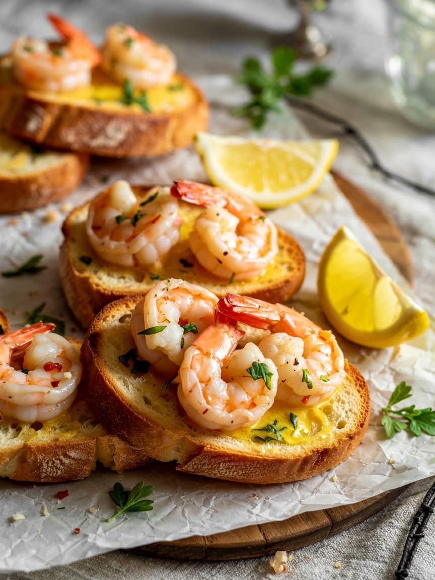 Garlic Butter Shrimp with Toasted Sourdough Recipe - Petite Panini