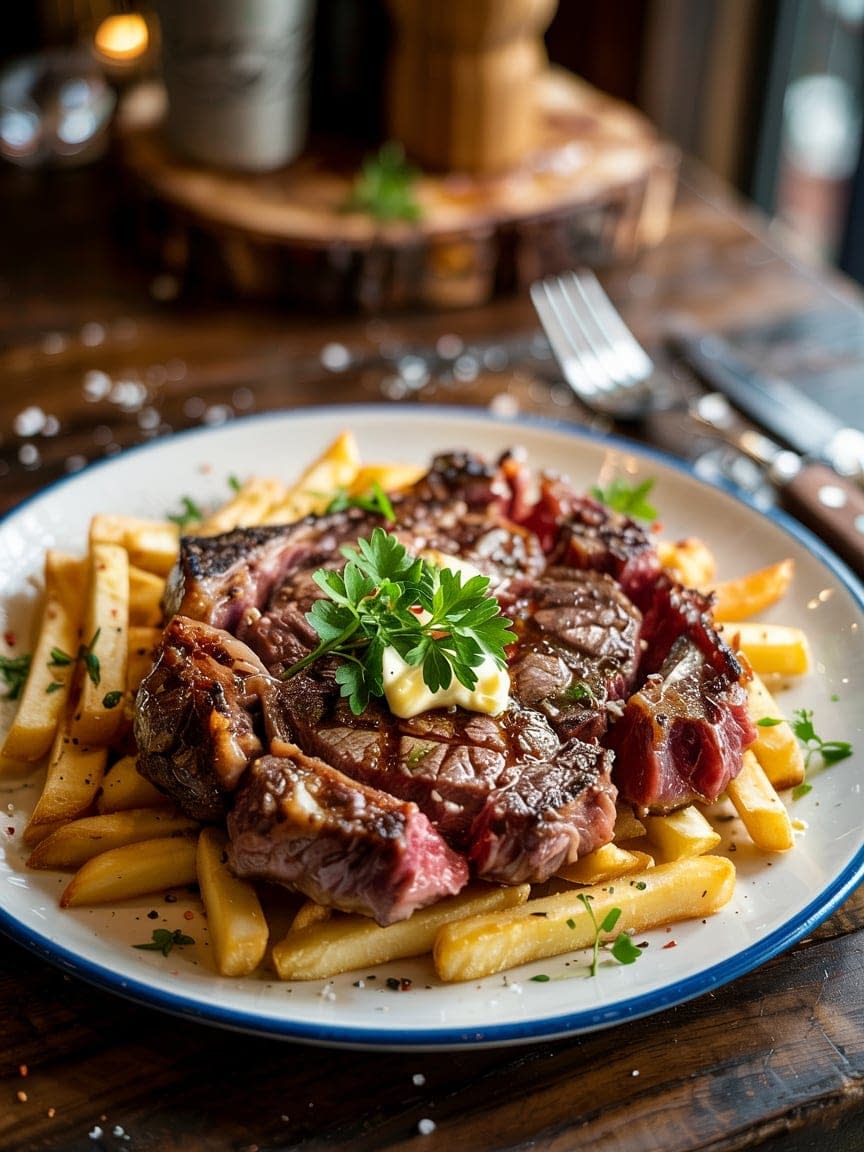 Steak Frites with Garlic Butter Recipe - Petite Panini