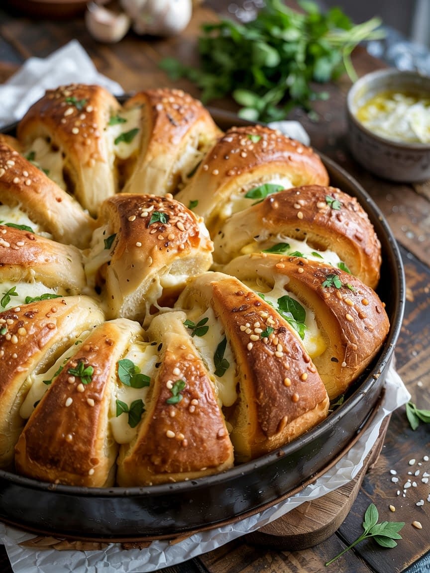 Pull-Apart Garlic Bread with Mozzarella Recipe - Petite Panini