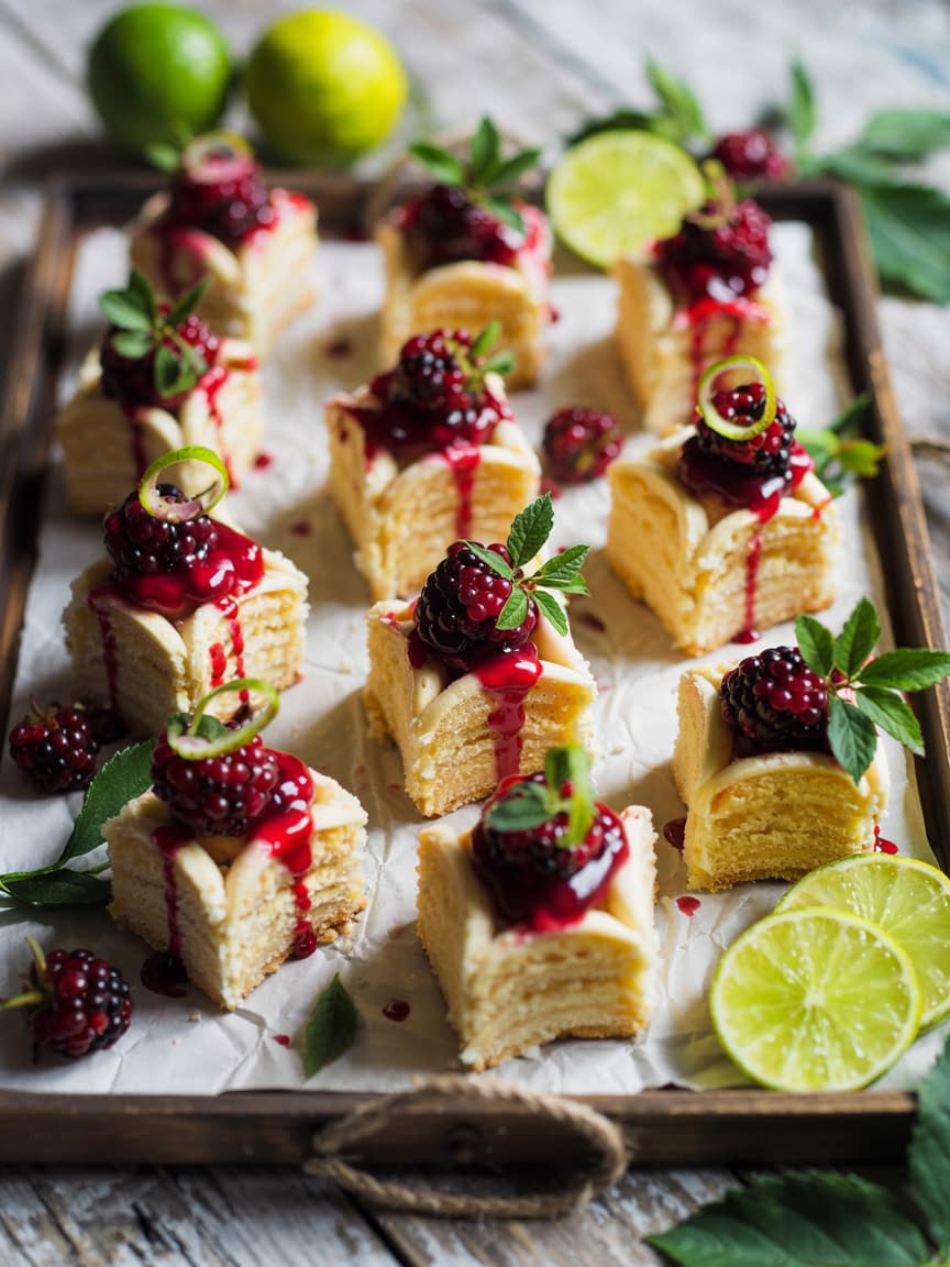 Blackberry Lime Napkin Cakes Recipe - Petite Panini