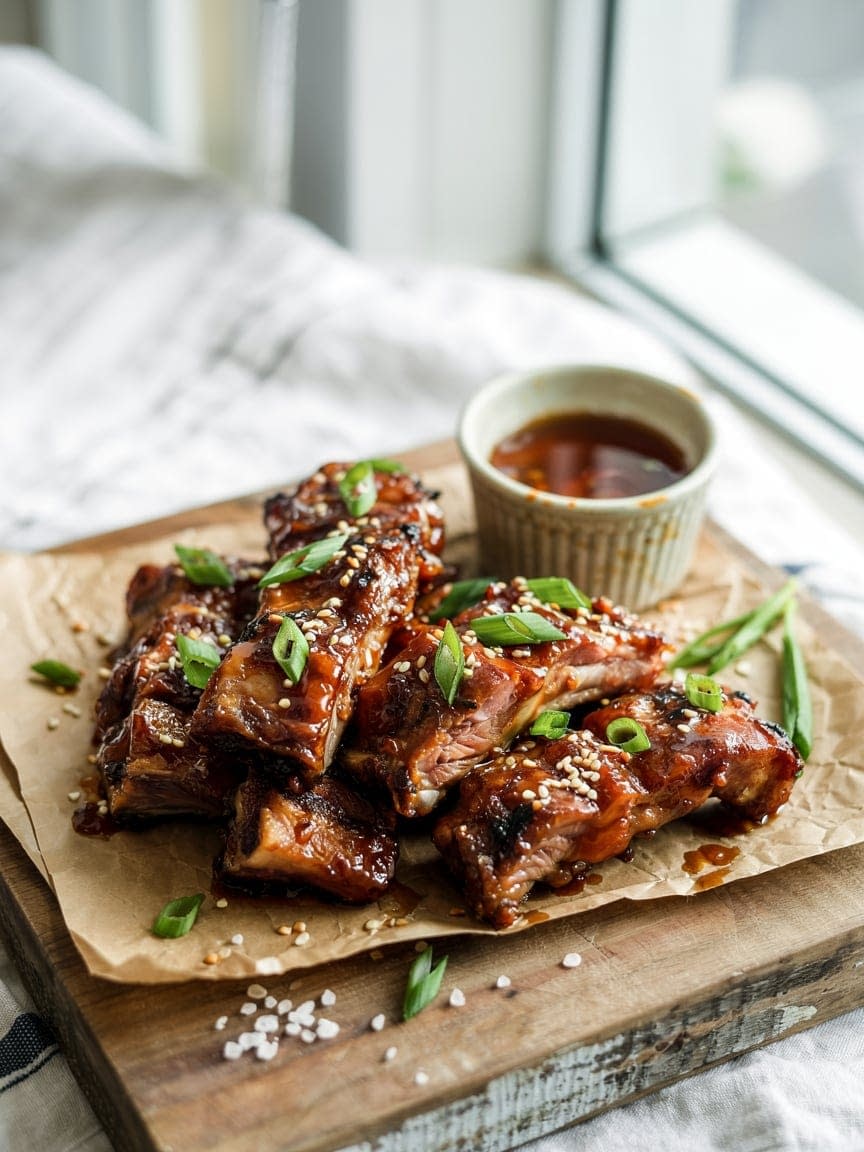 Sticky Honey Garlic Ribs with Sesame Seeds Recipe - Petite Panini
