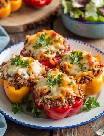 Cheesy Ground Beef Stuffed Peppers Recipe