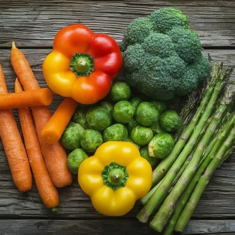 Ingredients Assortment of colorful seasonal vegetables